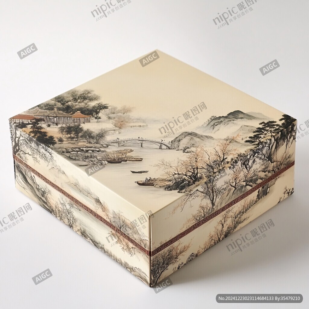 禮品盒包裝山水圖案