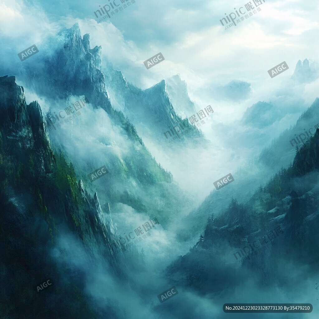 墨韻禪意山峰云霧風(fēng)景