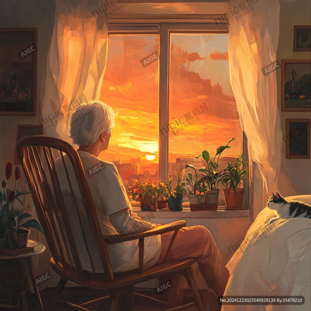 插畫夕陽(yáng)下