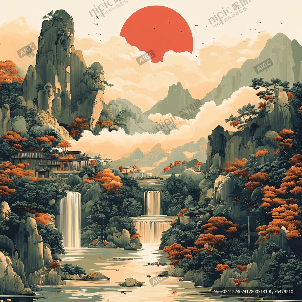 插畫山水風(fēng)景