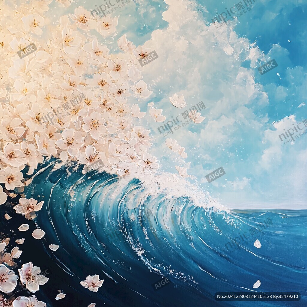 海洋海浪花插畫