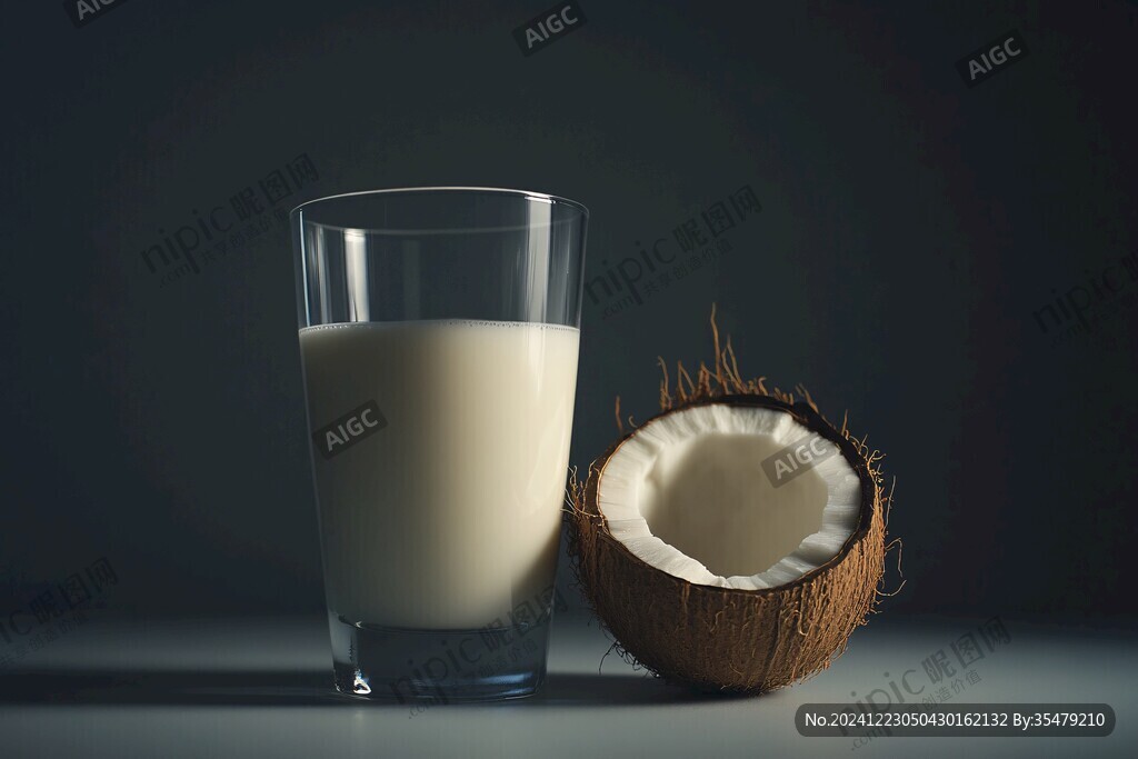 玻璃杯椰奶