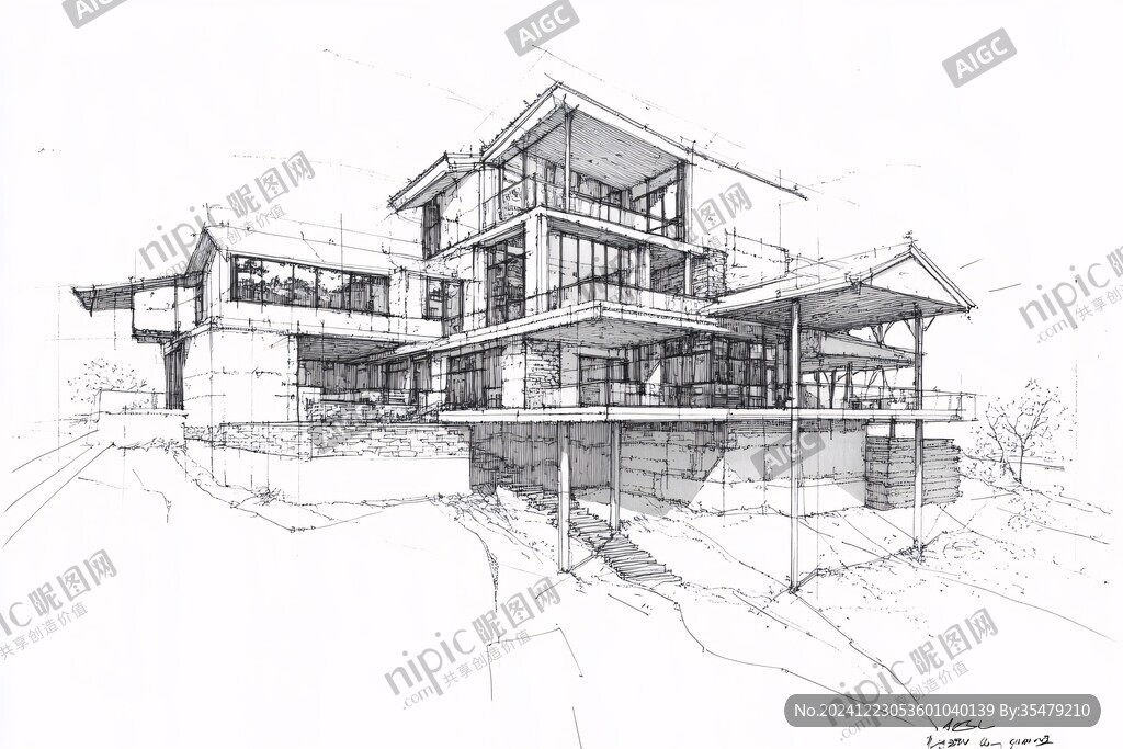建筑效果圖線稿
