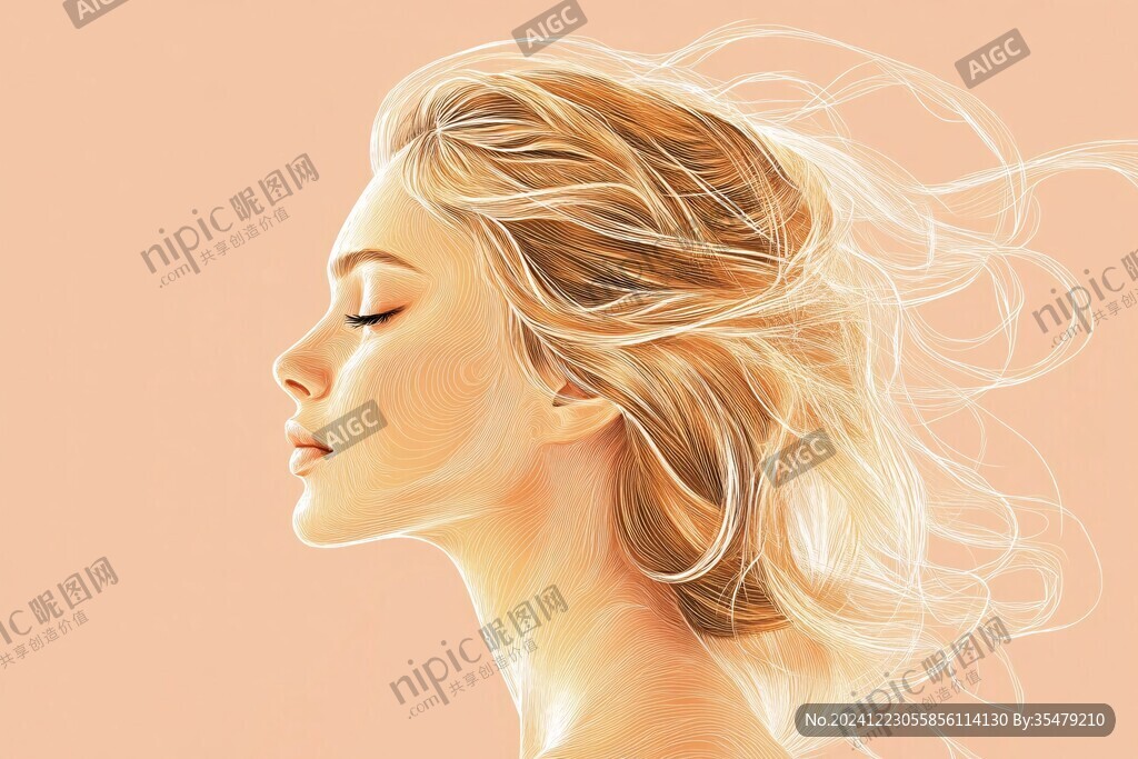手繪女性側臉