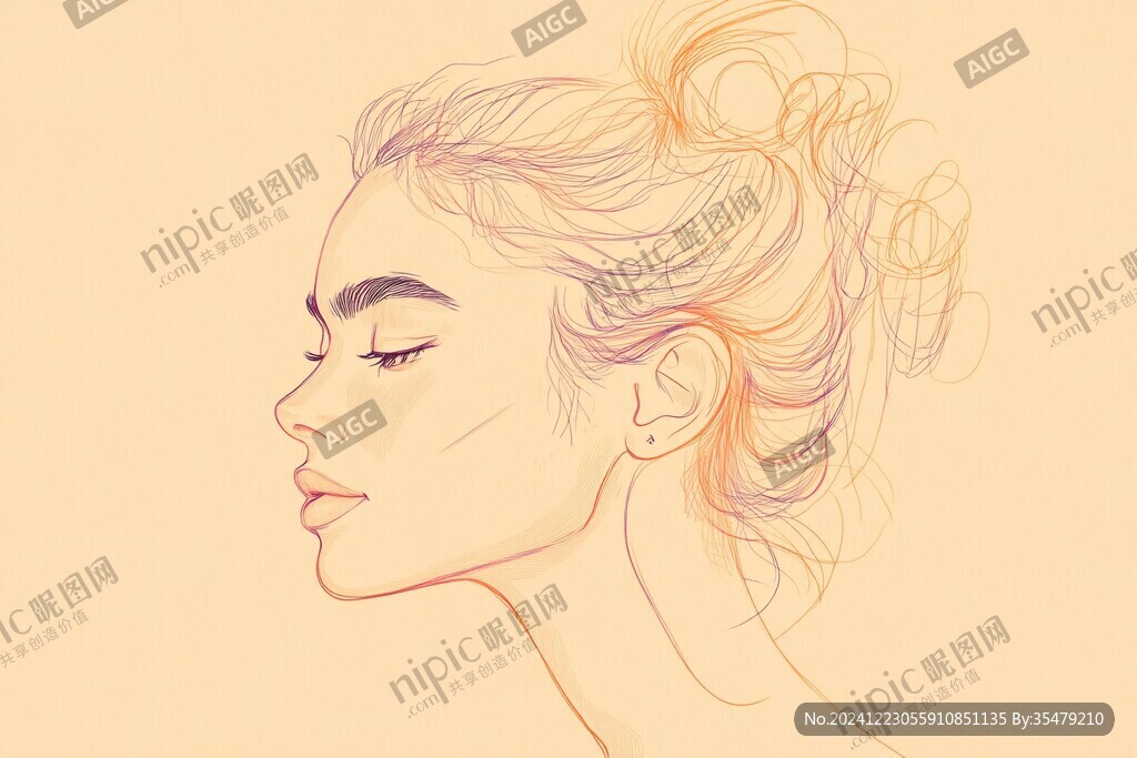 手繪女性側(cè)臉