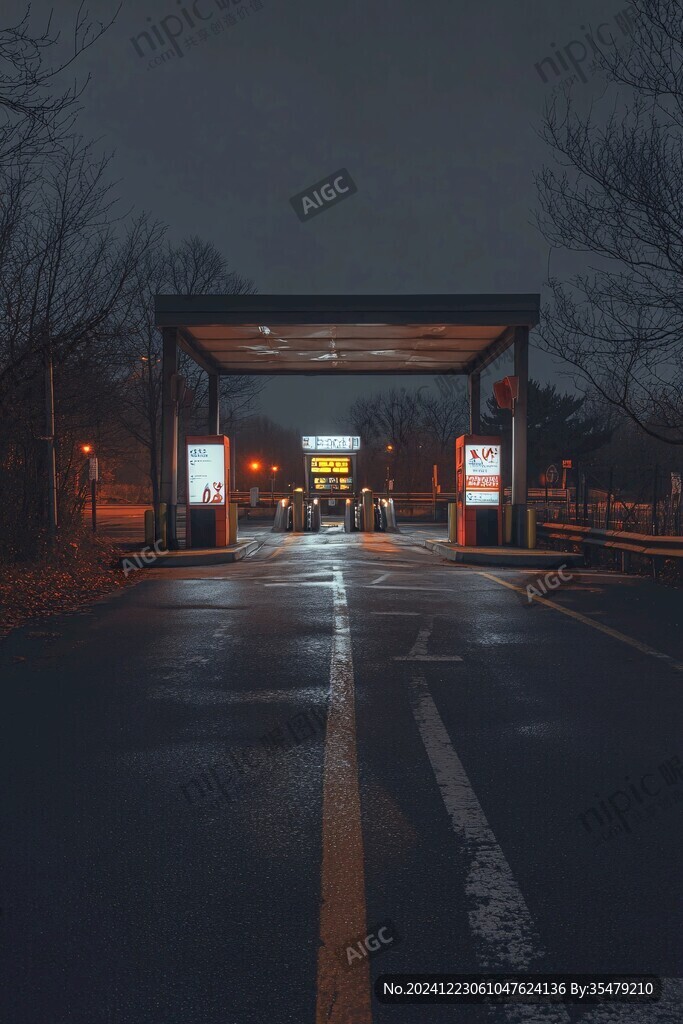 收費(fèi)亭夜景