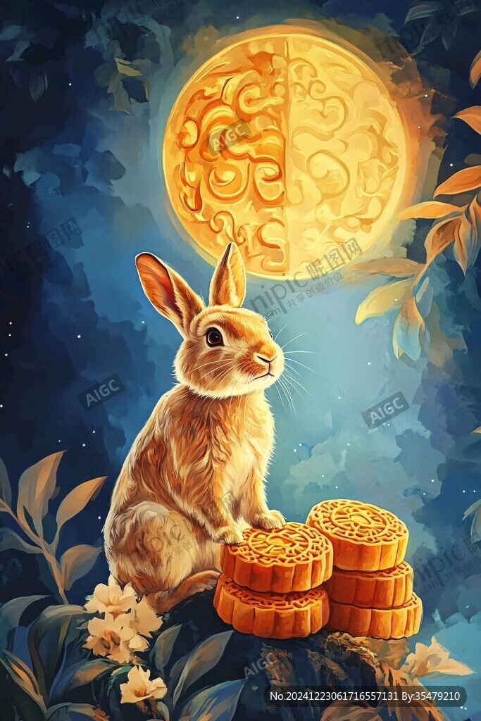月餅小兔插畫
