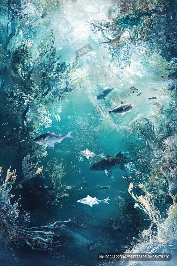 紋理海底世界夢幻藍色