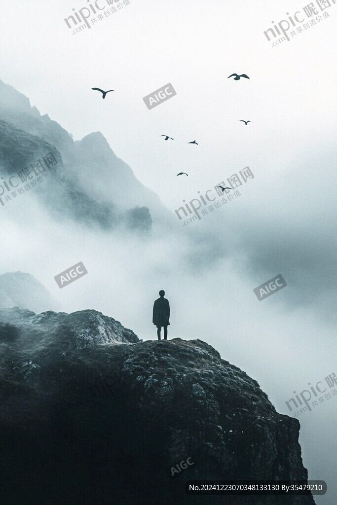 山巔孤高意境