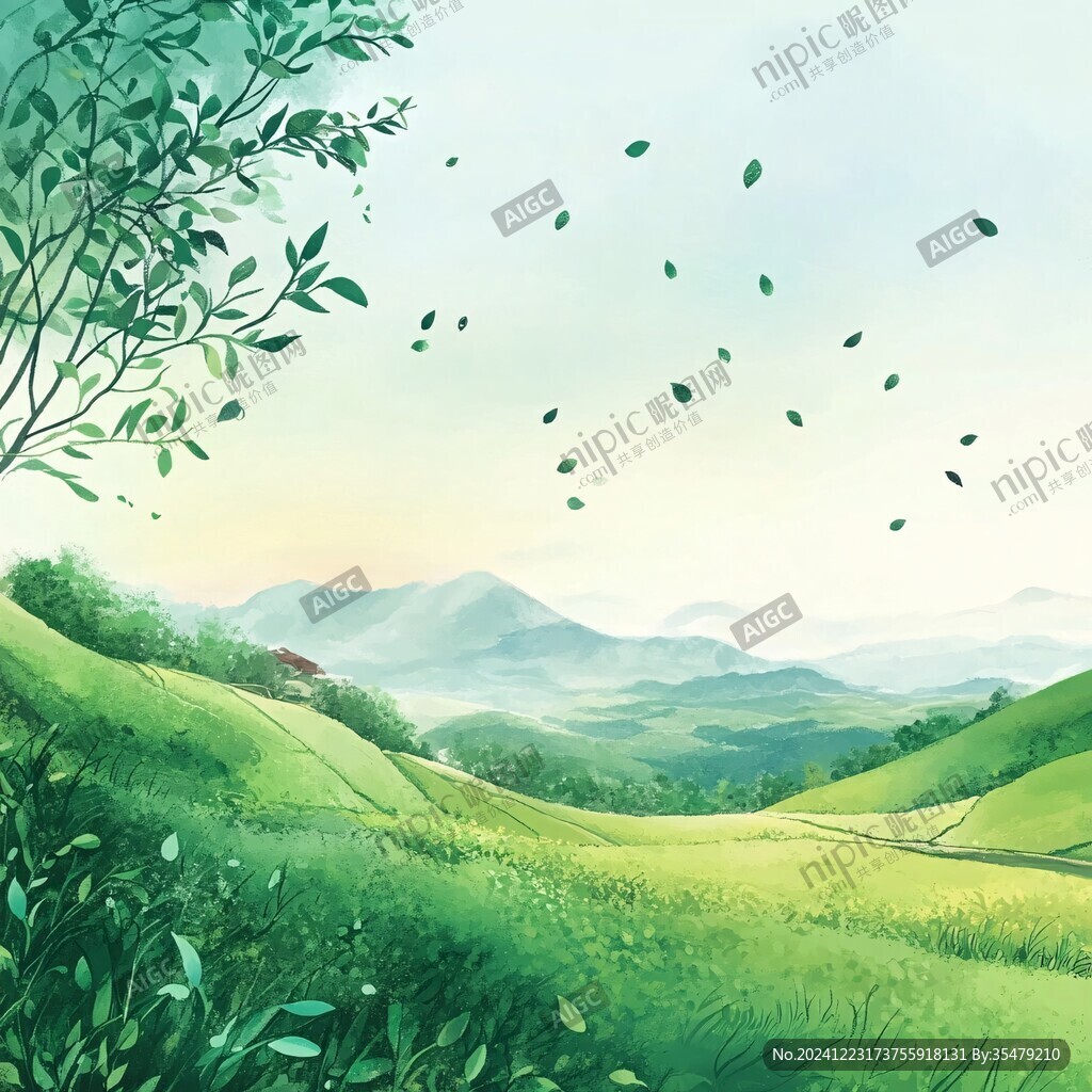 茶園風(fēng)光插畫