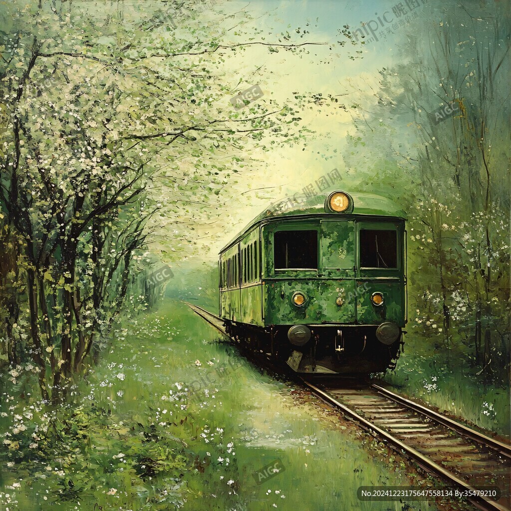綠皮電車裝飾畫(huà)
