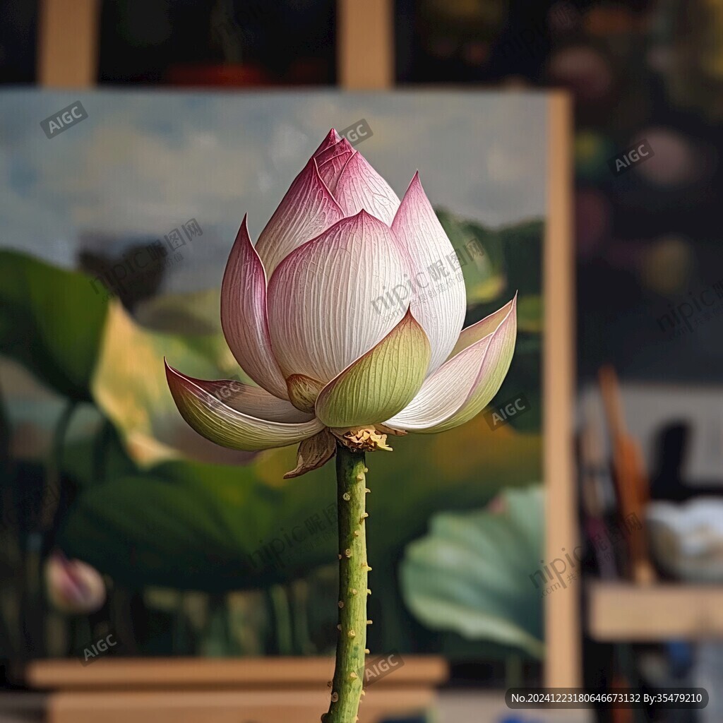 寫實(shí)油畫荷花