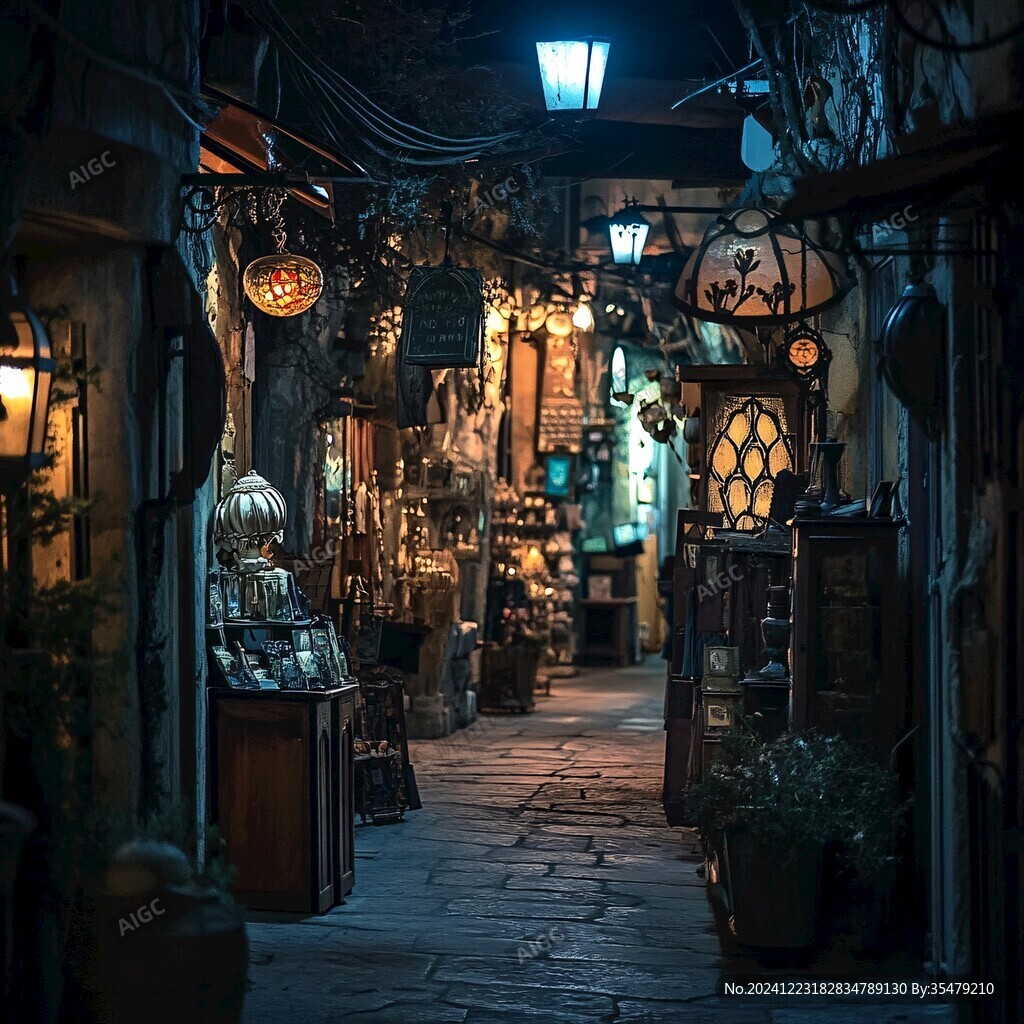 復(fù)古店鋪夜景