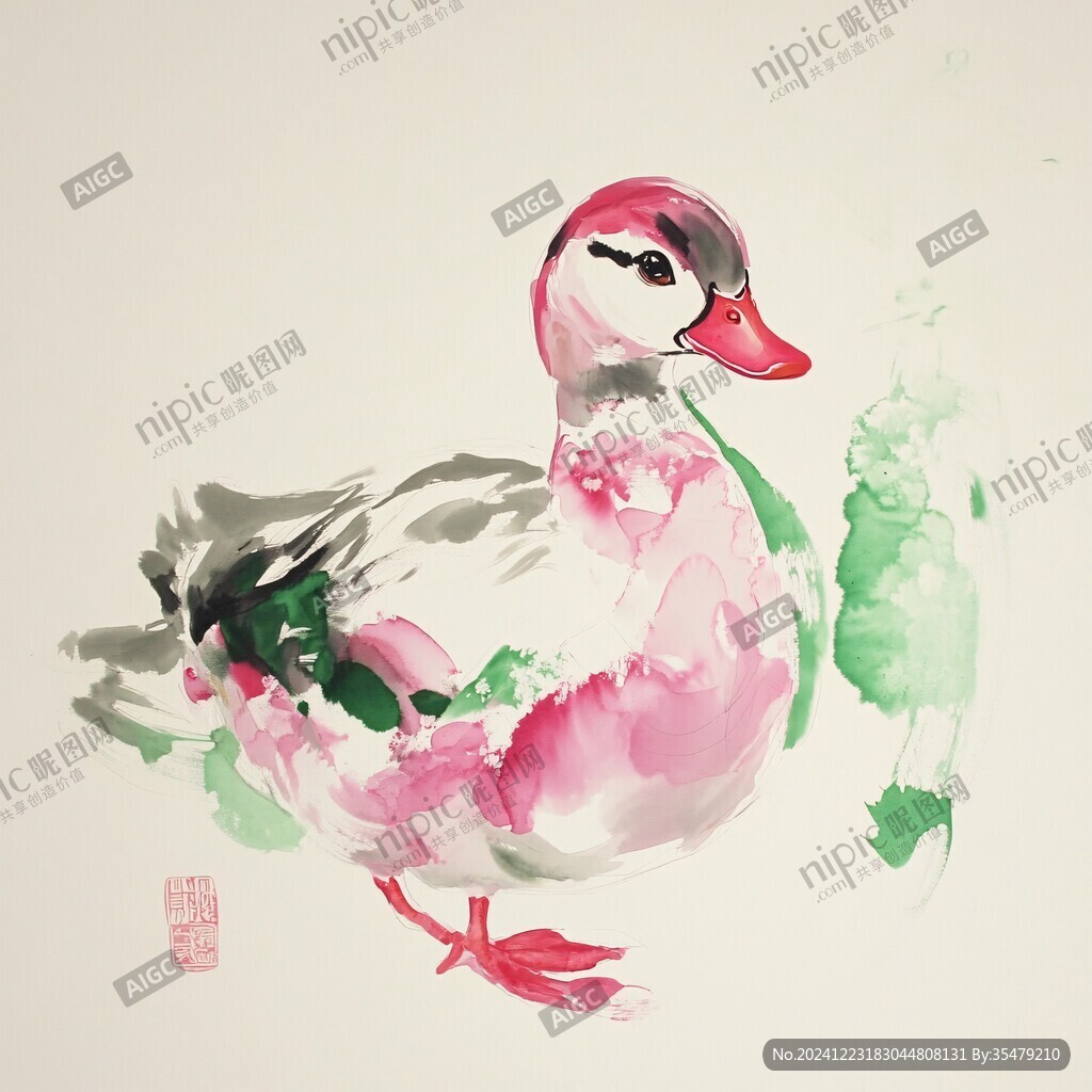 寫意鵝插畫