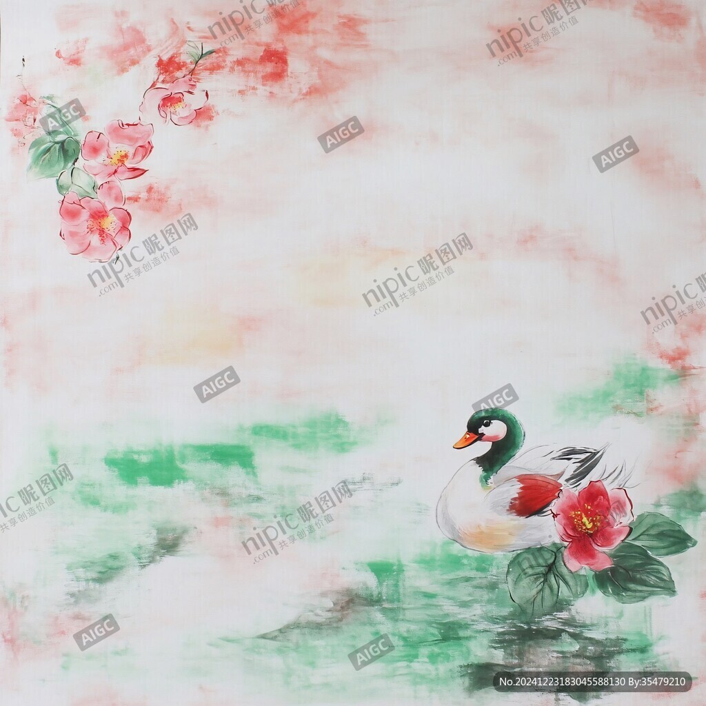 原創(chuàng)手繪芙蓉工筆畫