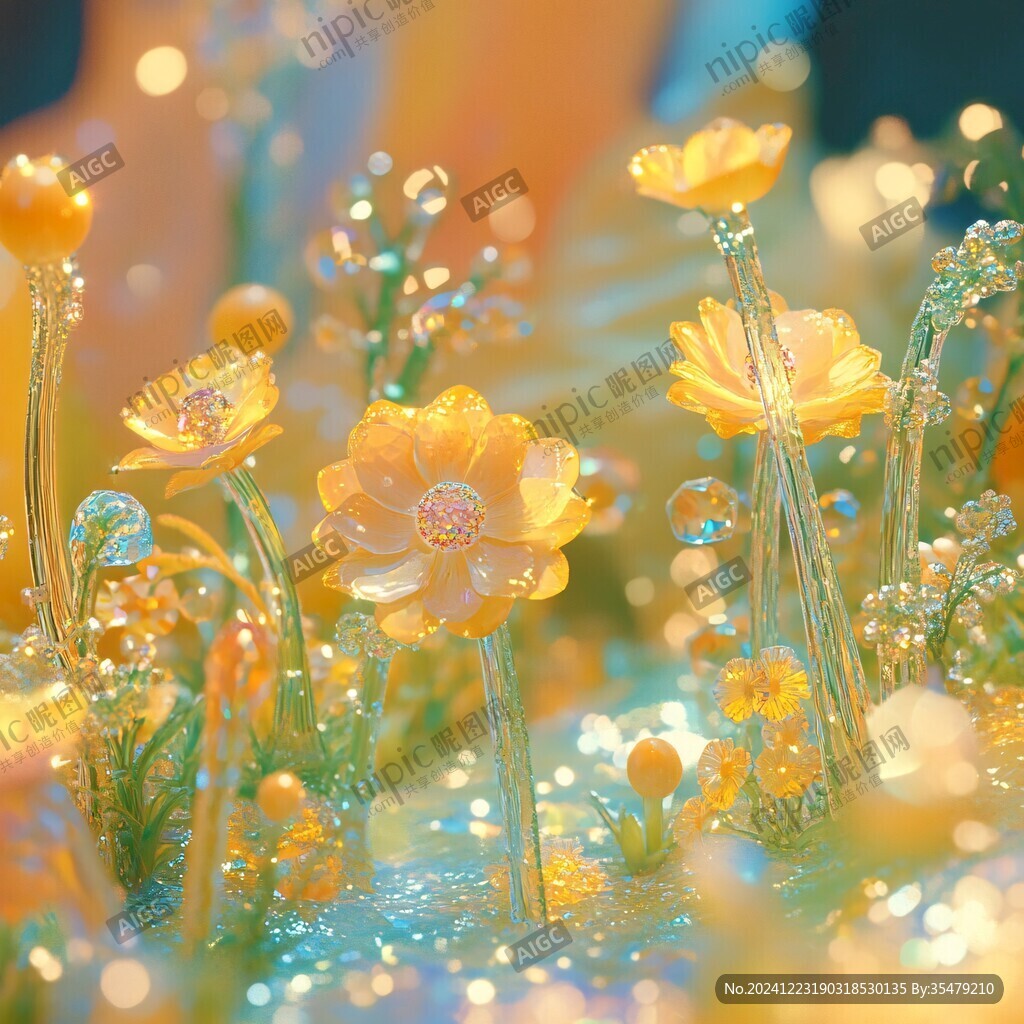 炫彩綻放水晶花朵
