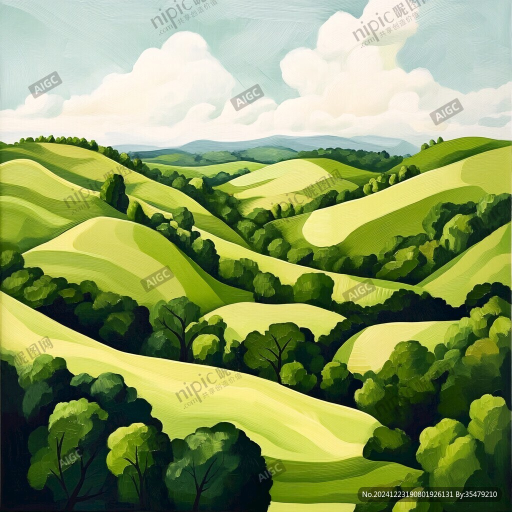 手繪綠色風(fēng)景