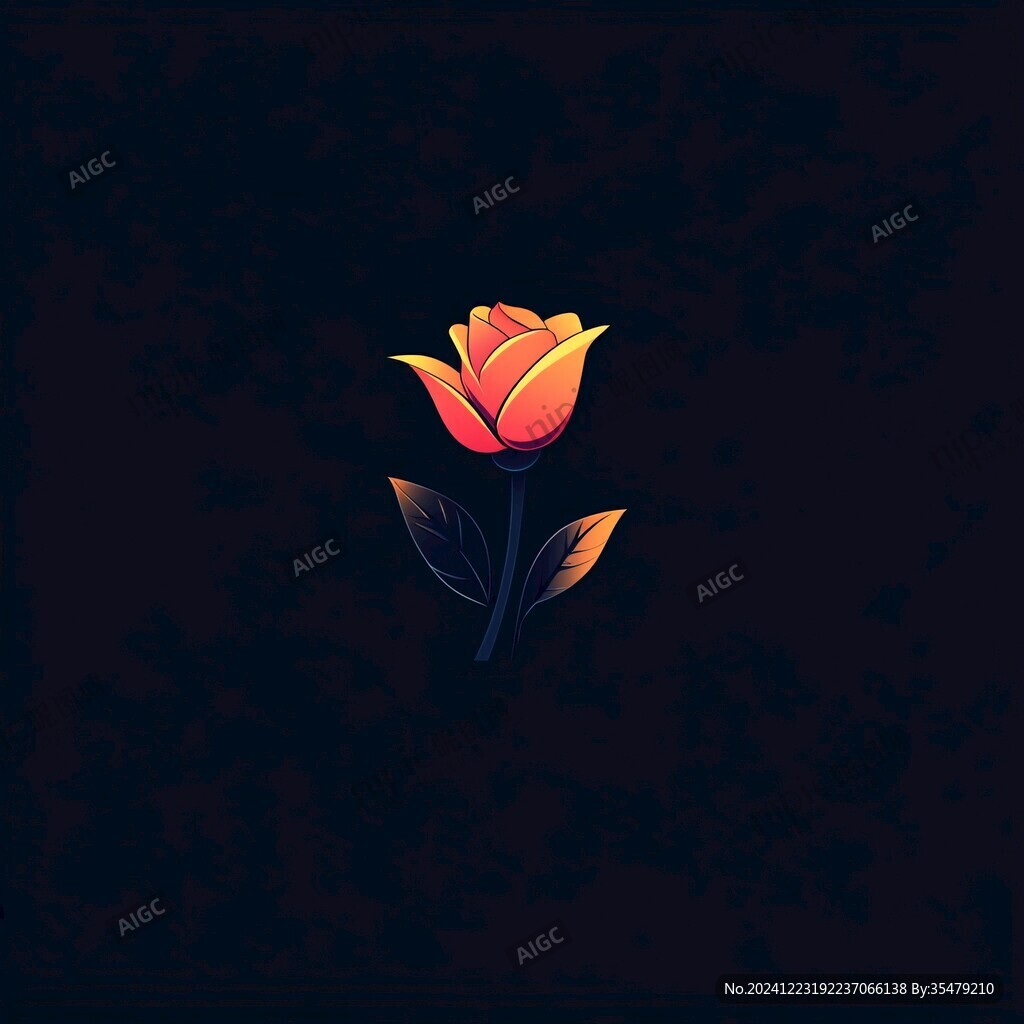 簡(jiǎn)約黑底玫瑰花朵圖案