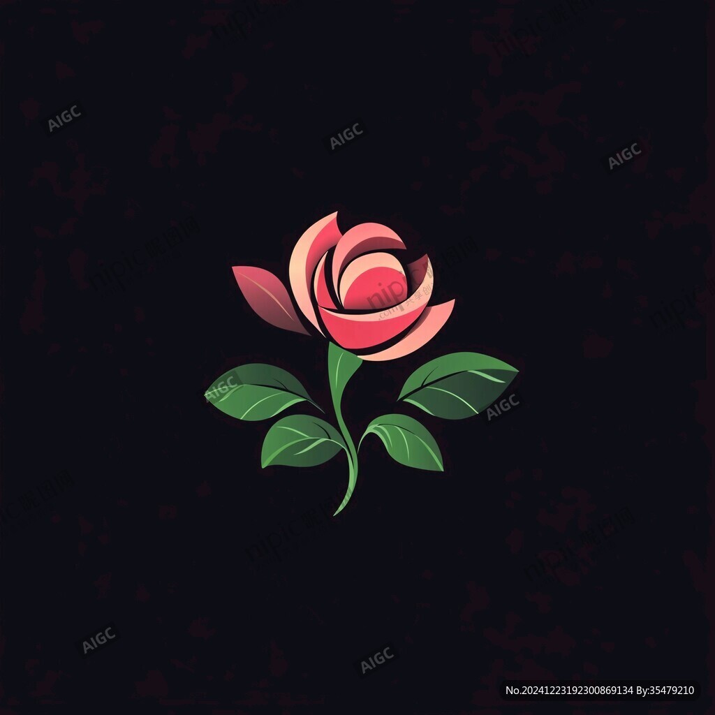 簡約黑底玫瑰花朵圖案