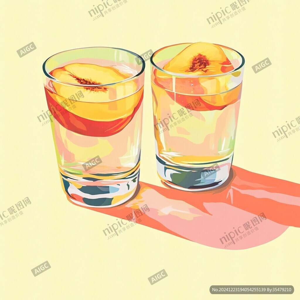 暑期飲品水果插畫
