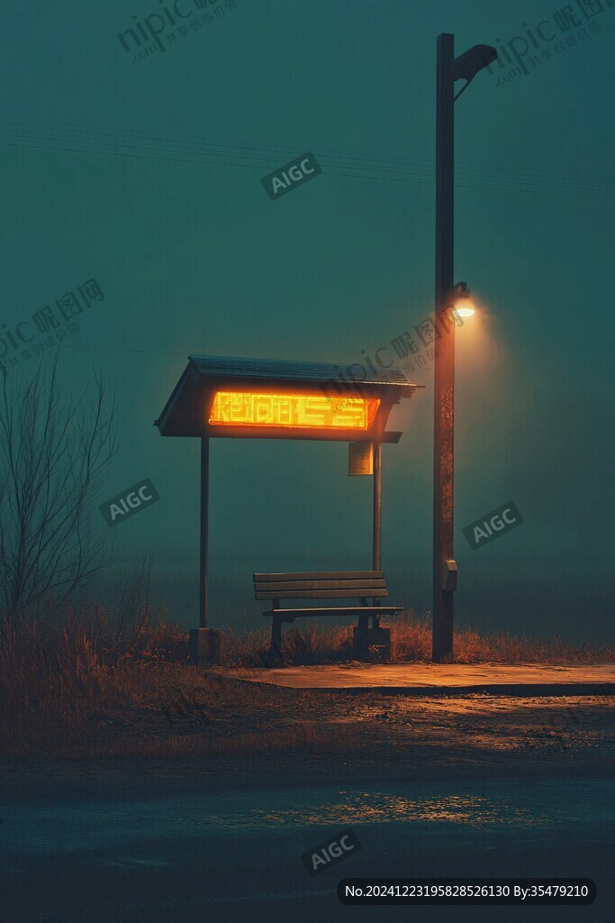 路燈下的長椅