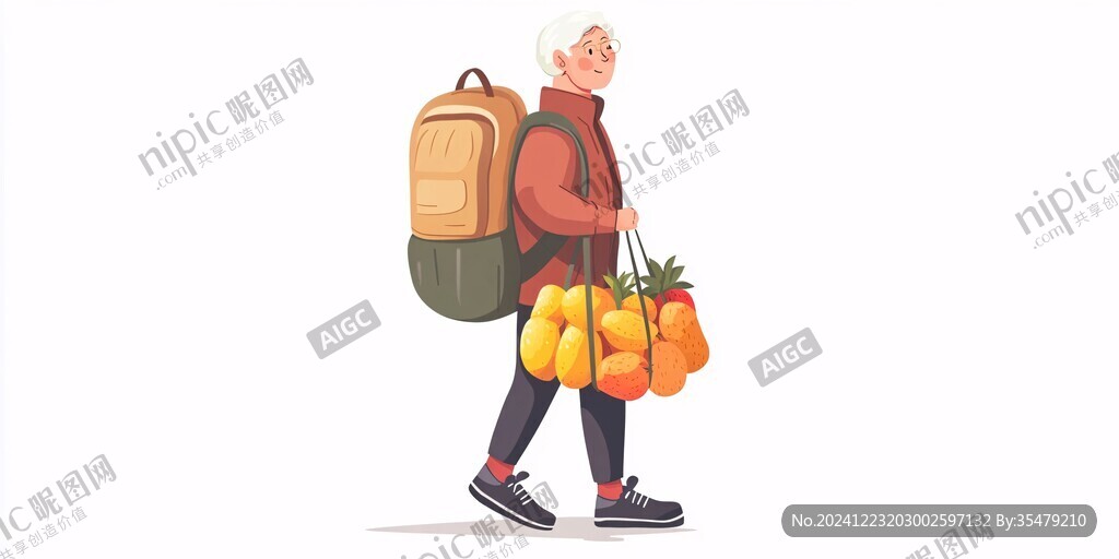 耙耙柑包裝人物插畫(huà)