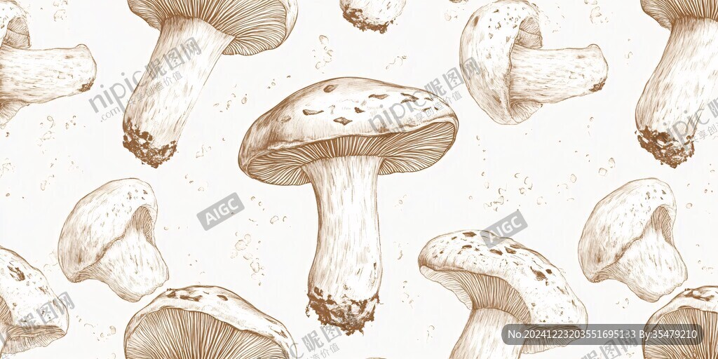 手繪菌菇插畫