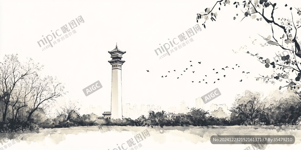文筆塔插畫(huà)