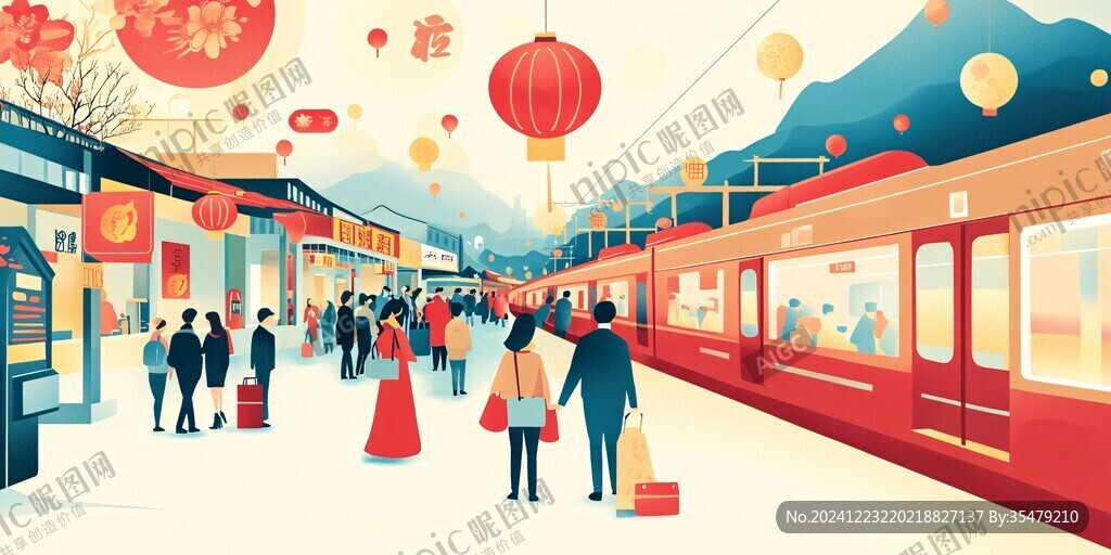 春運(yùn)插畫
