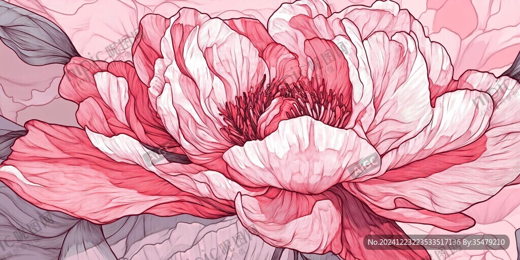 牡丹包裝插畫