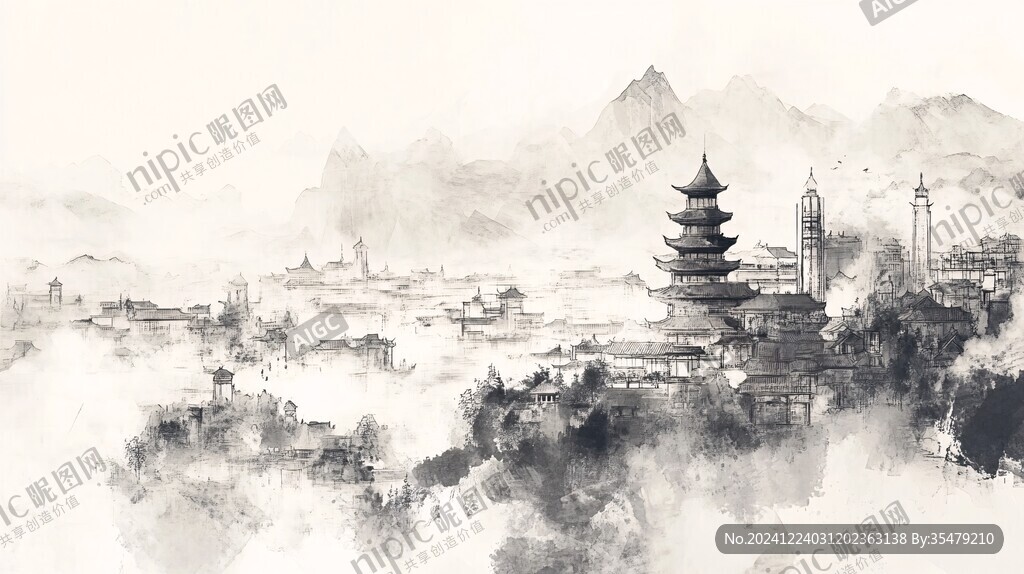 毫州水墨水彩禪風(fēng)城市
