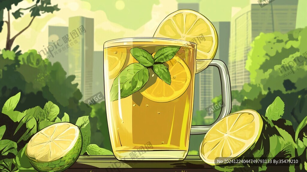檸檬茶插畫
