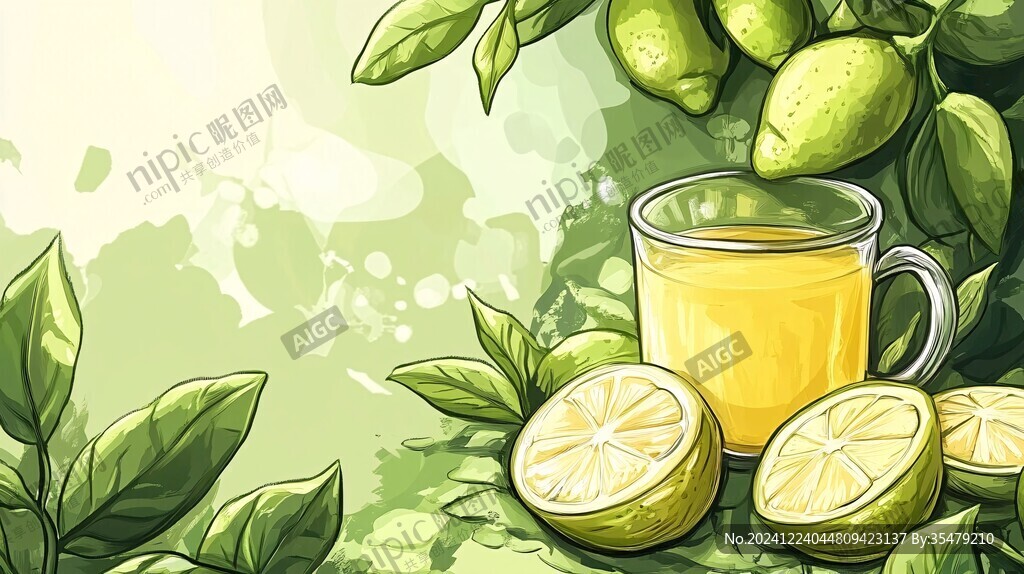 檸檬茶插畫