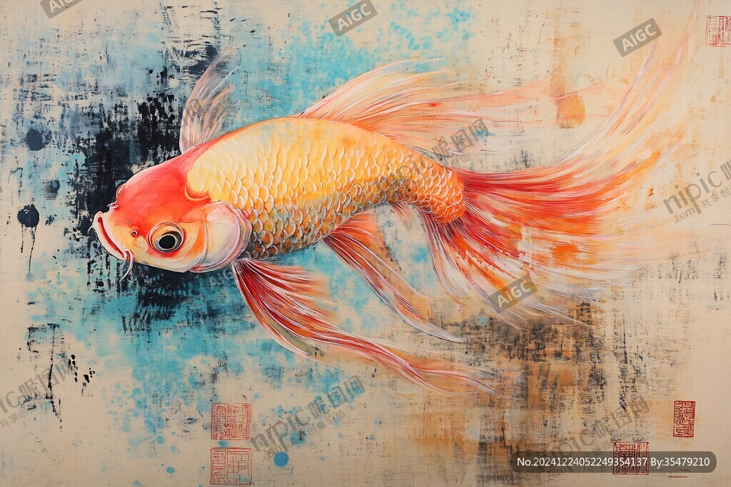 紅鯉魚手繪