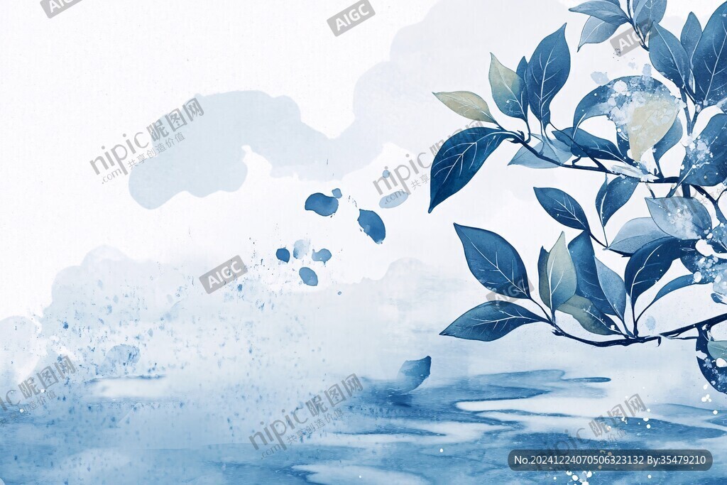 藍(lán)色風(fēng)格水墨風(fēng)光