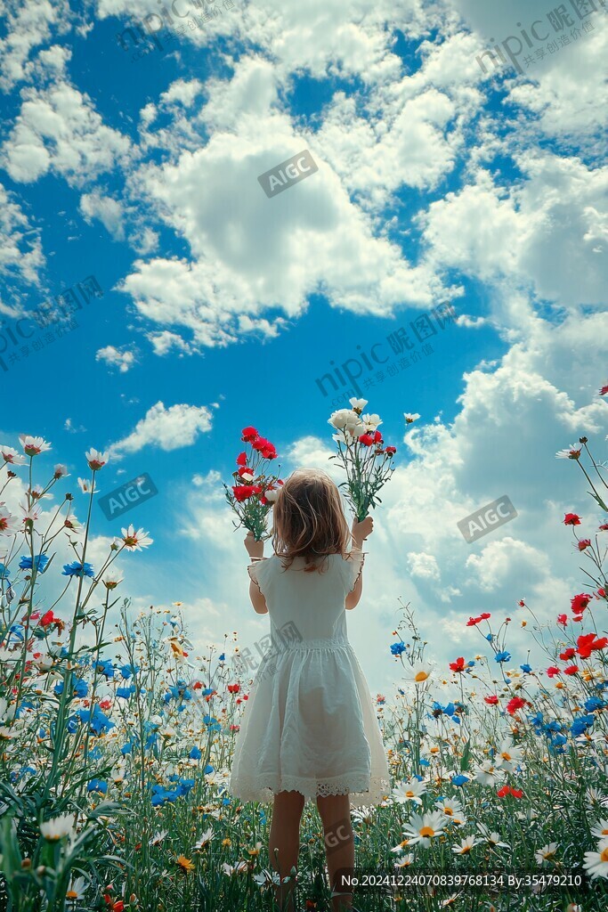 花海里的女孩