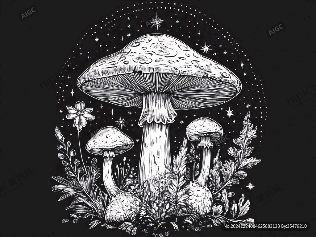 蘑菇手繪插畫
