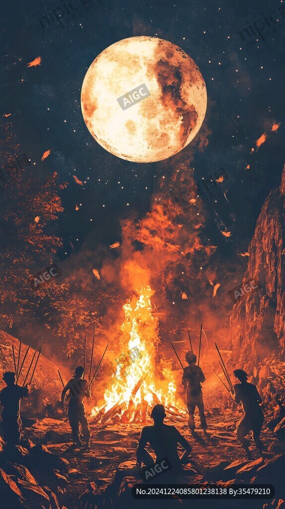 原始人生火場景