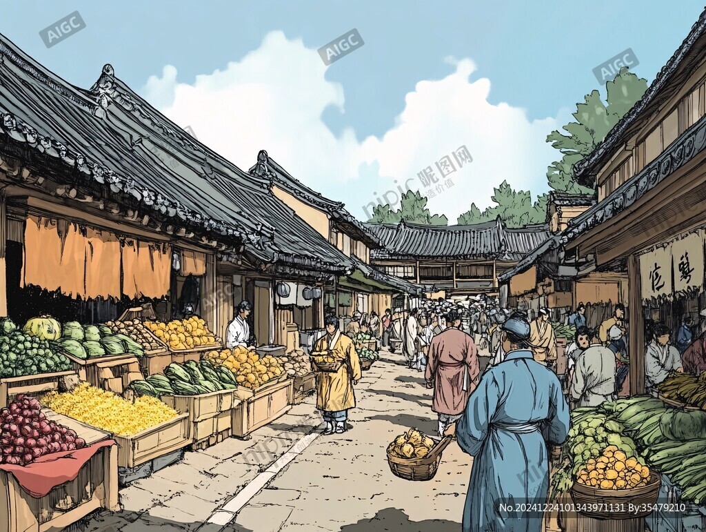 古代美食街景
