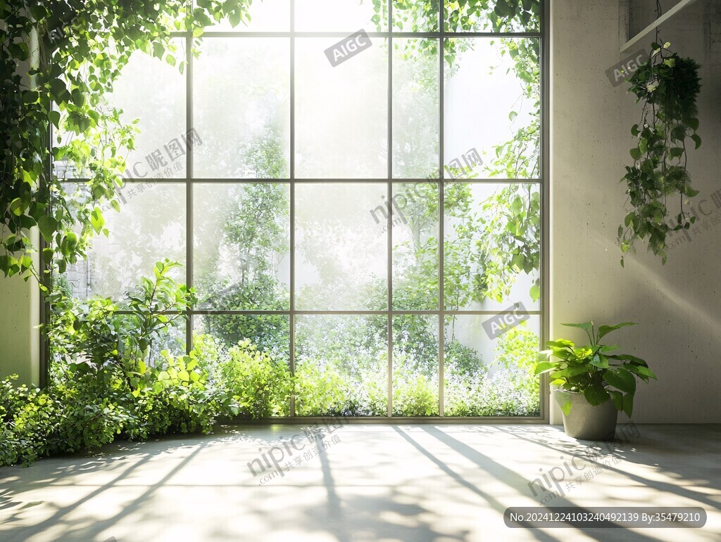 綠植門(mén)窗壁紙