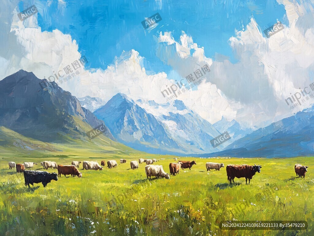 放牧全景畫