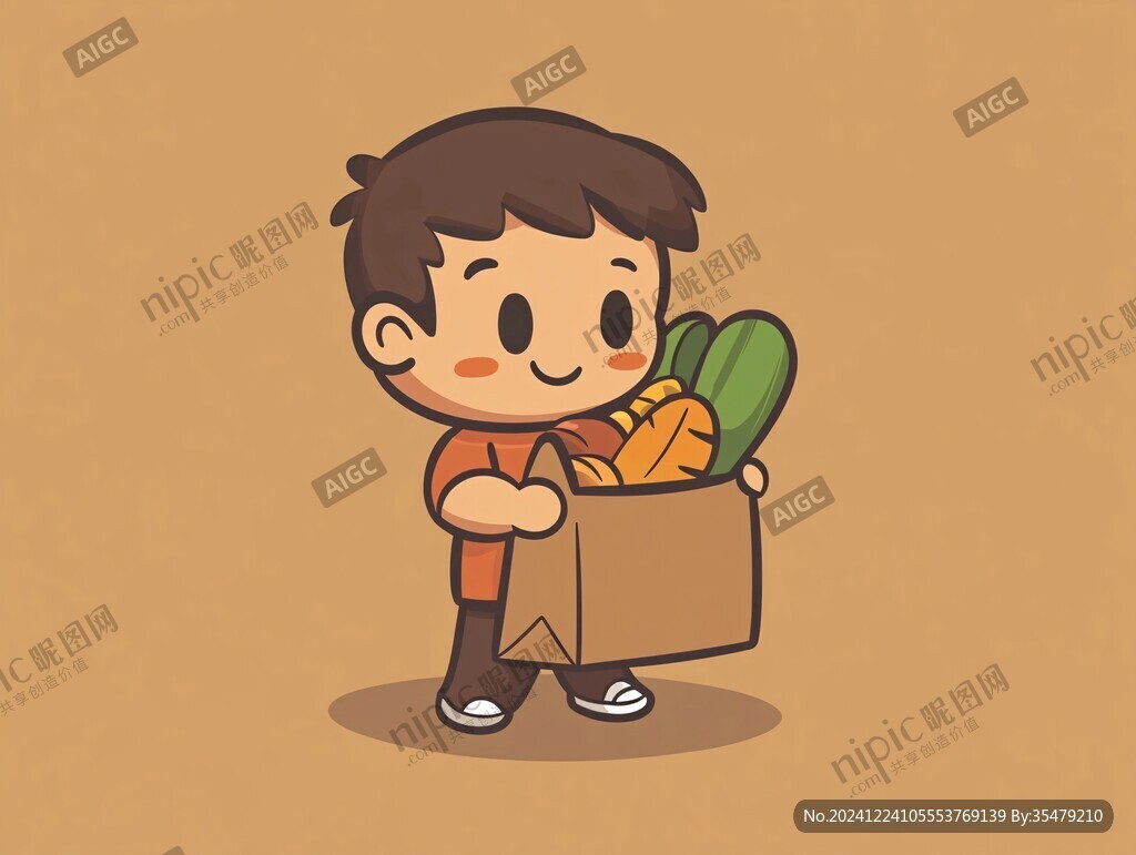 卡通賣水果的小哥哥