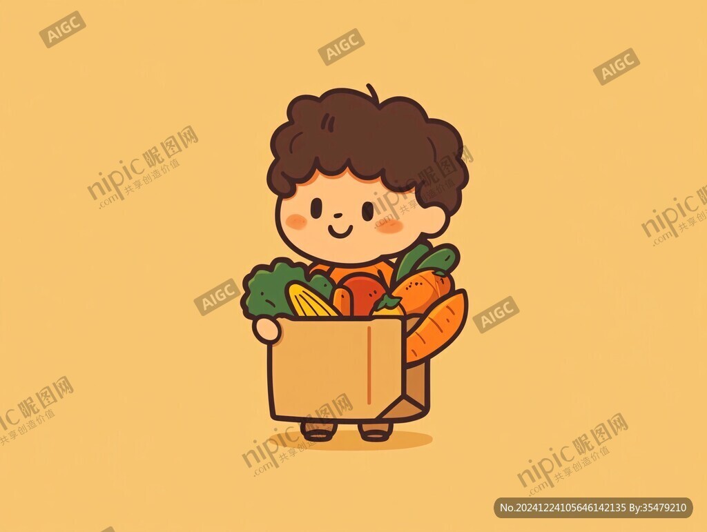 卡通賣水果的小哥哥