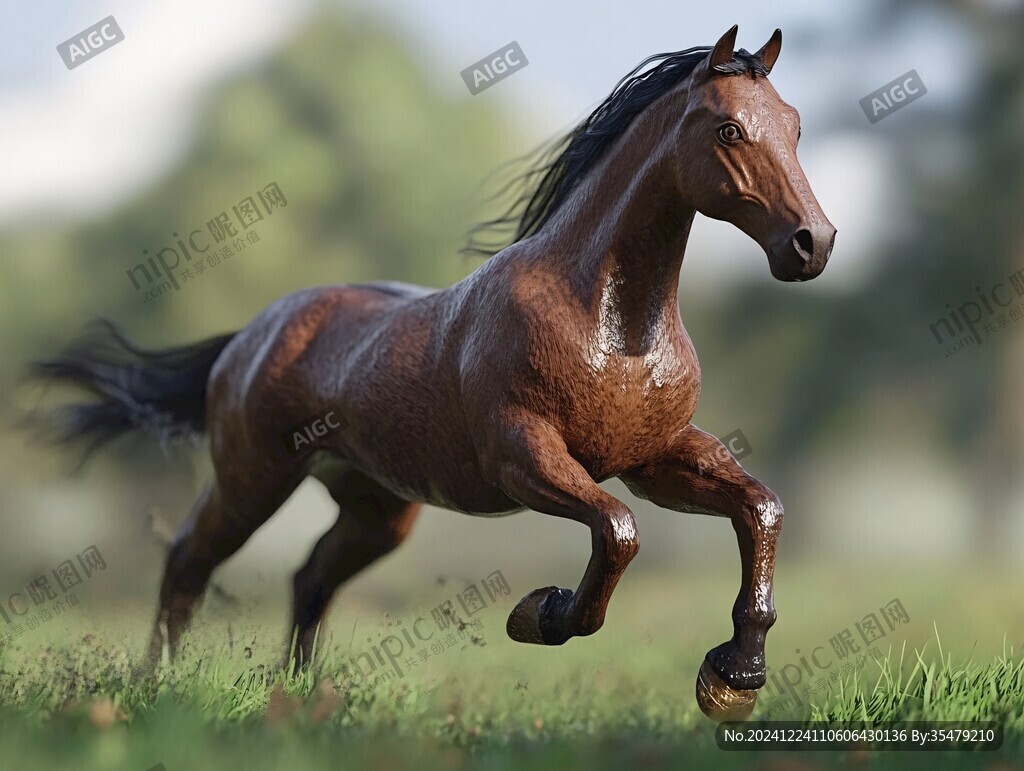 奔跑的馬上駿馬