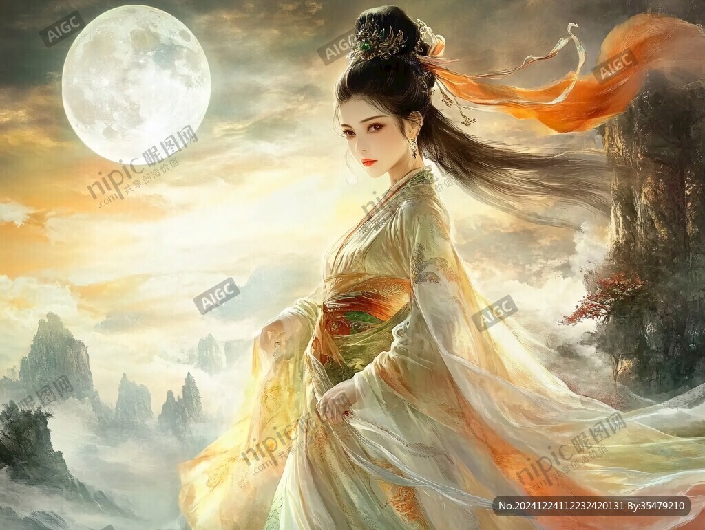 貂蟬拜月古典美女