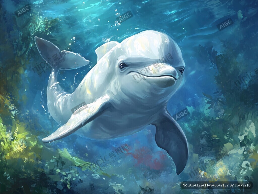 3d海豚卡通壁畫
