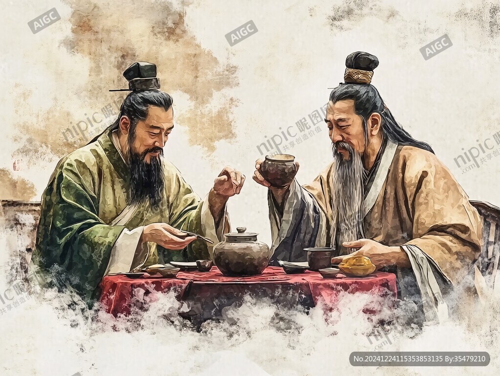 古代人物品茶