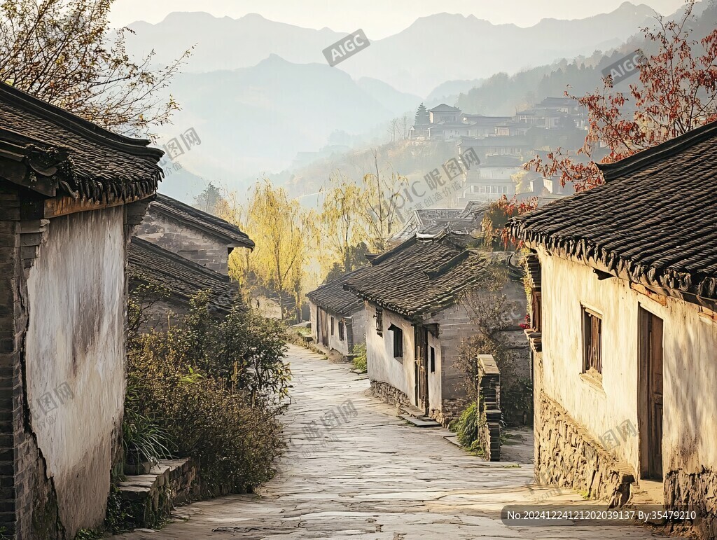 古村巷道夕陽