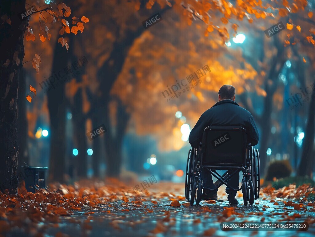 坐在無助輪椅上