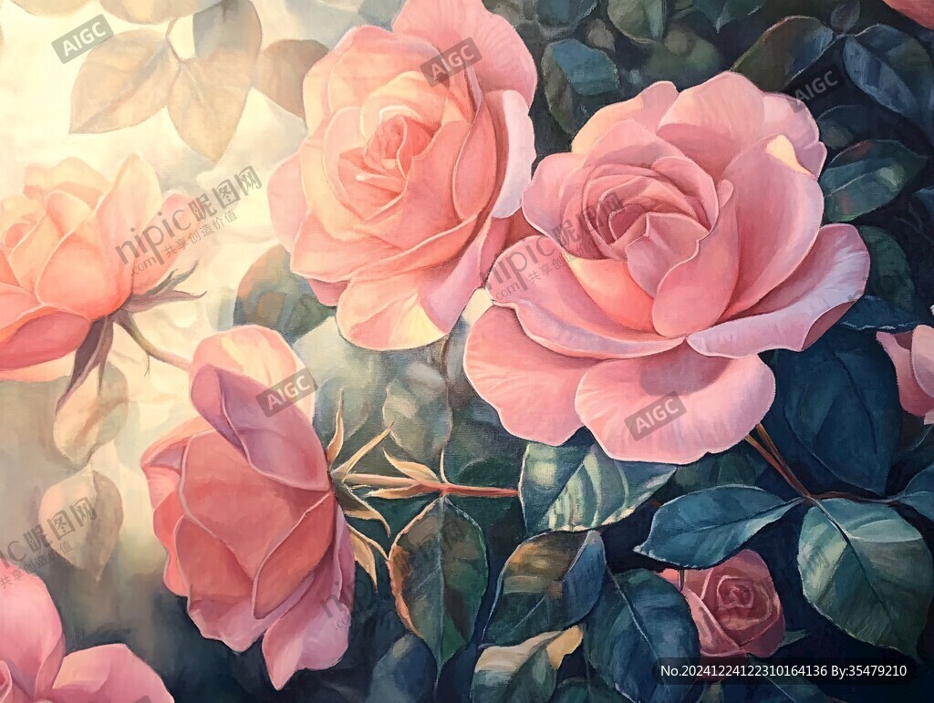 3d立體玫瑰花藤背景